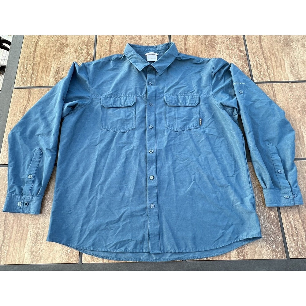 Columbia Sportswear Men's XL Blue Long Sleeve Button Down Shirt Outdoor‎ Hiking